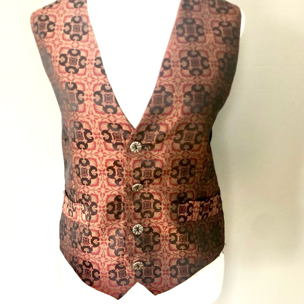 Forenza Vintage Red Black Button-Up Elegant Occasion Vest Jacket